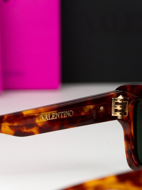 Valentino Women Sunglasses Havana Green Square XXII VLS-106 X NEW AUTHENTIC main image 6